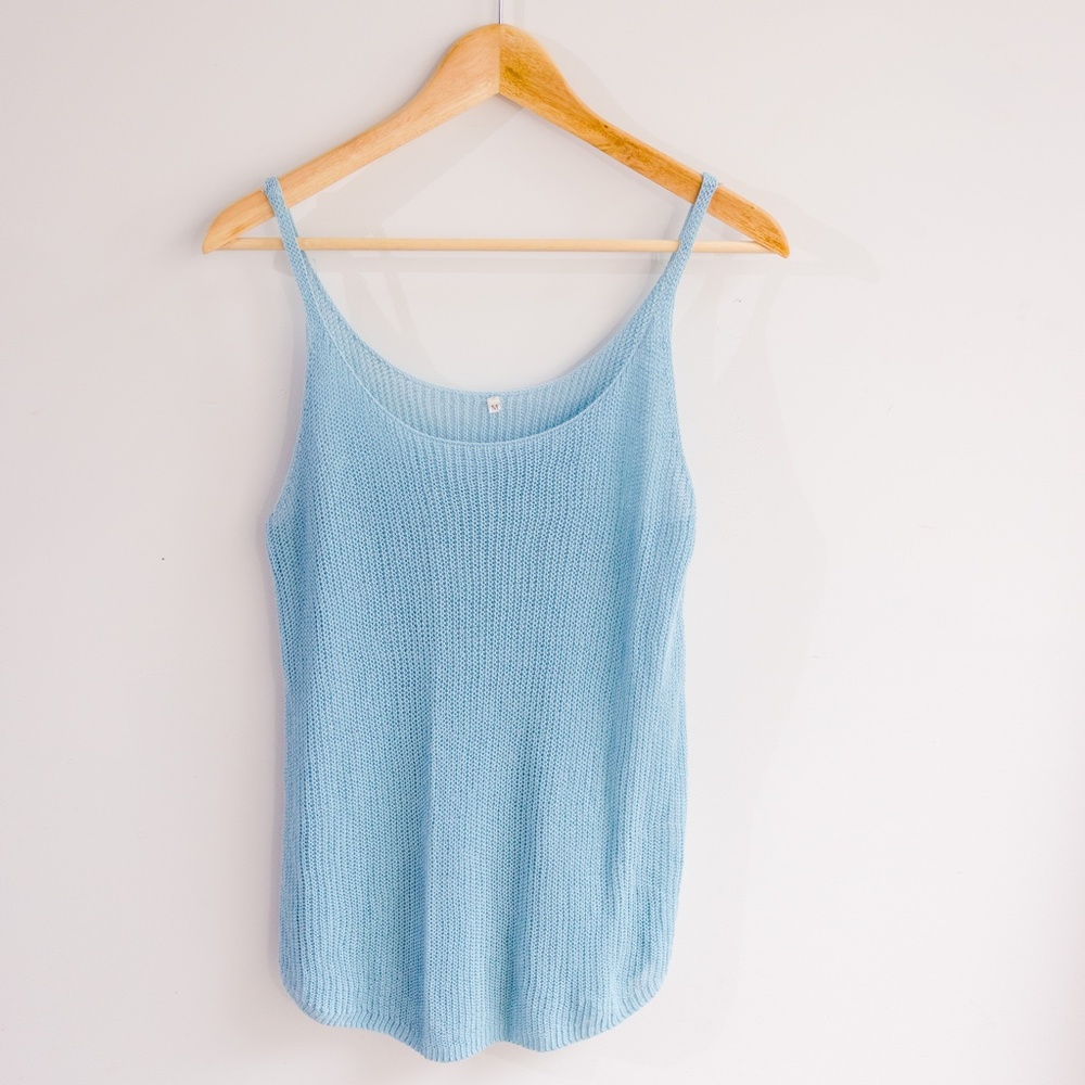 Knit Light Blue Women's Tank Top